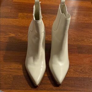 Marc Fisher white ankle boots